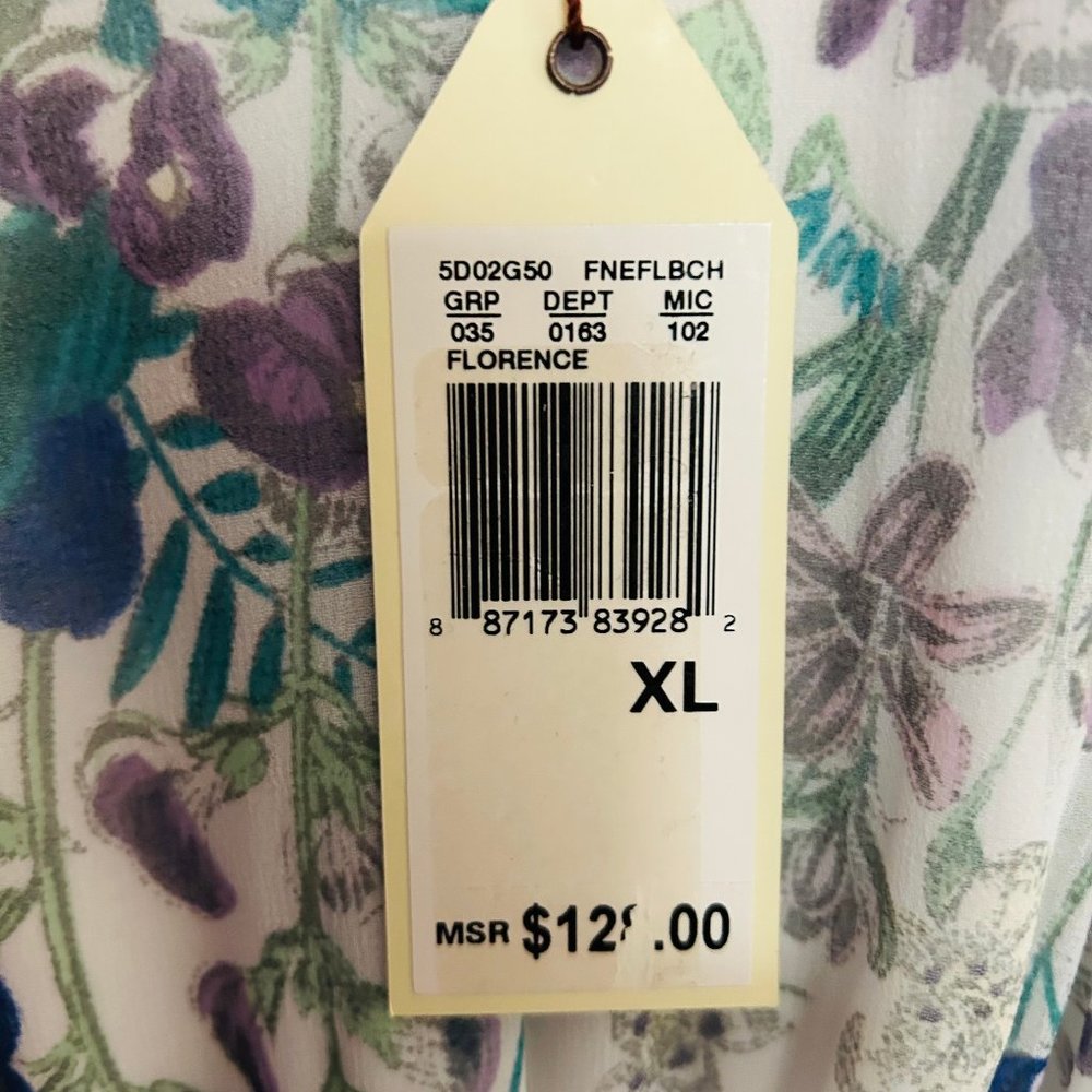 Max Studio Speciality Prods (M.S.S.P.) DRESS, XL White w/blue, purple, & green - Picture 7 of 8